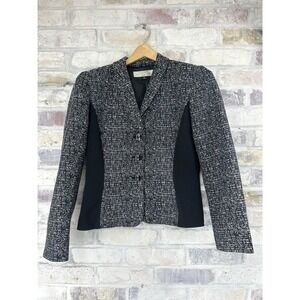 TAHARI ARTHUR S LEVINE Black & White 3 Button BLAZER JACKET‎ 6 Petite